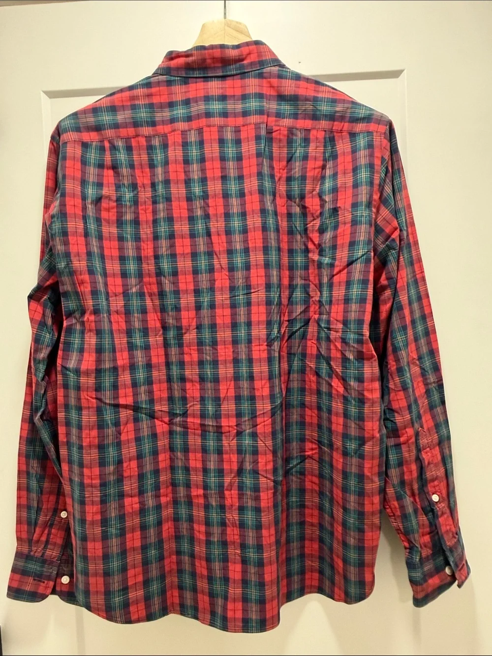 J.Crew Men’s Large Plaid Button Down Shirt Red Navy Green Long Sleeve Preppy
